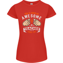 Awesome Teacher Looks Like Teaching Funny Womens Petite Cut T-Shirt Red