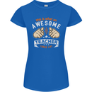 Awesome Teacher Looks Like Teaching Funny Womens Petite Cut T-Shirt Royal Blue