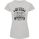 Awesome Teacher Looks Like Teaching Funny Womens Petite Cut T-Shirt Sports Grey