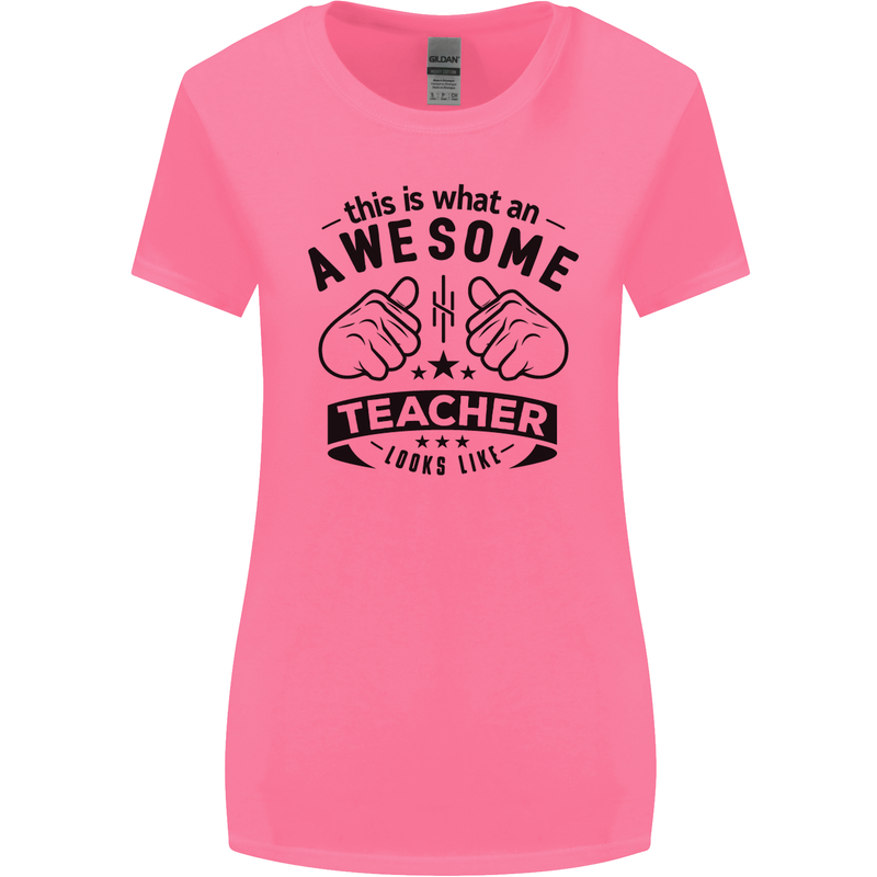Awesome Teacher Looks Like Teaching Funny Womens Wider Cut T-Shirt Azalea