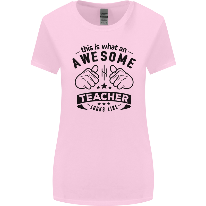 Awesome Teacher Looks Like Teaching Funny Womens Wider Cut T-Shirt Light Pink