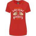 Awesome Teacher Looks Like Teaching Funny Womens Wider Cut T-Shirt Red
