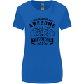Awesome Teacher Looks Like Teaching Funny Womens Wider Cut T-Shirt Royal Blue