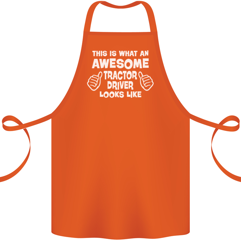 Awesome Tractor Driver Farmer Farming Cotton Apron 100% Organic Orange