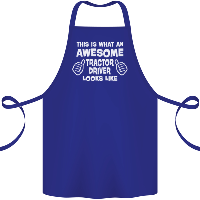 Awesome Tractor Driver Farmer Farming Cotton Apron 100% Organic Royal Blue