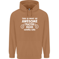 Awesome Tractor Driver Farmer Farming Mens 80% Cotton Hoodie Caramel Latte