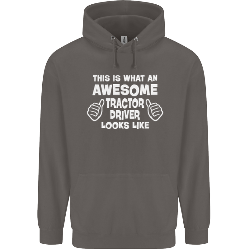 Awesome Tractor Driver Farmer Farming Mens 80% Cotton Hoodie Charcoal