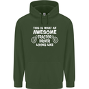 Awesome Tractor Driver Farmer Farming Mens 80% Cotton Hoodie Forest Green