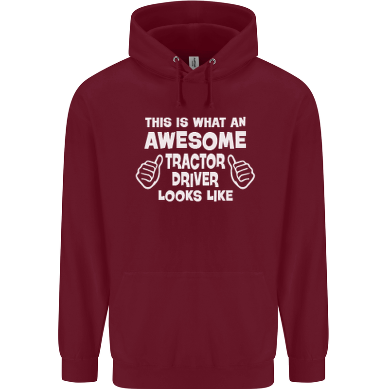 Awesome Tractor Driver Farmer Farming Mens 80% Cotton Hoodie Maroon