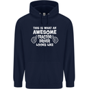 Awesome Tractor Driver Farmer Farming Mens 80% Cotton Hoodie Navy Blue