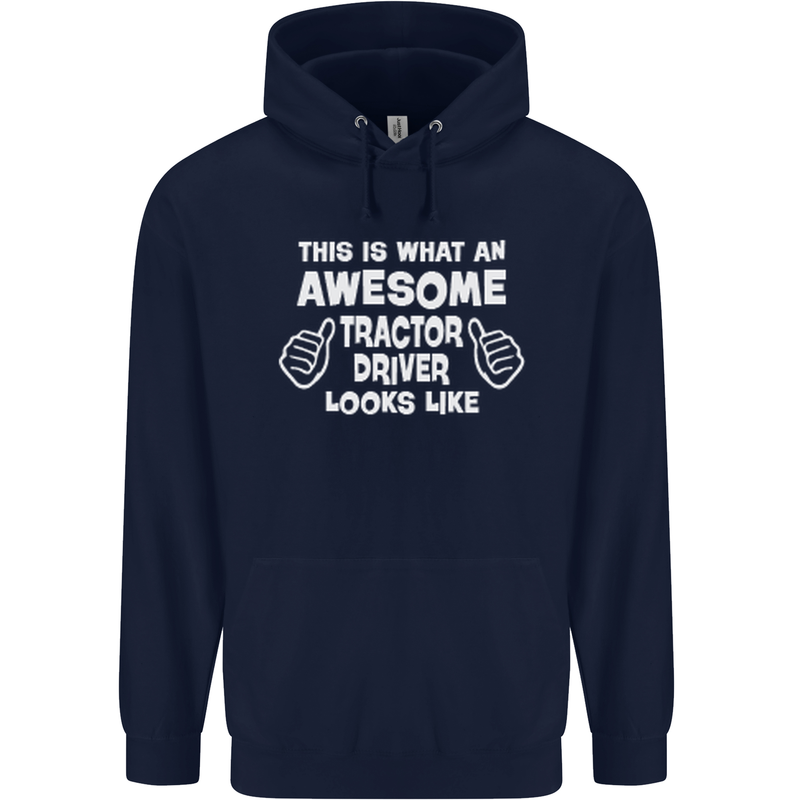 Awesome Tractor Driver Farmer Farming Mens 80% Cotton Hoodie Navy Blue