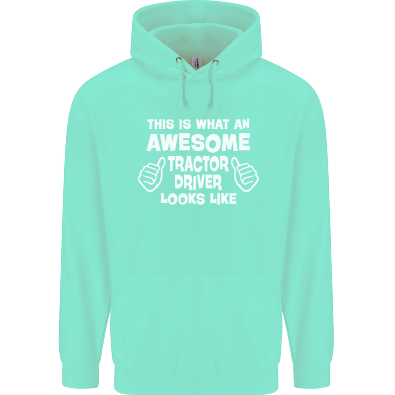 Awesome Tractor Driver Farmer Farming Mens 80% Cotton Hoodie Peppermint