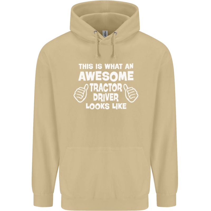 Awesome Tractor Driver Farmer Farming Mens 80% Cotton Hoodie Sand