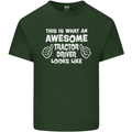 Awesome Tractor Driver Farmer Farming Mens Cotton T-Shirt Tee Top Forest Green