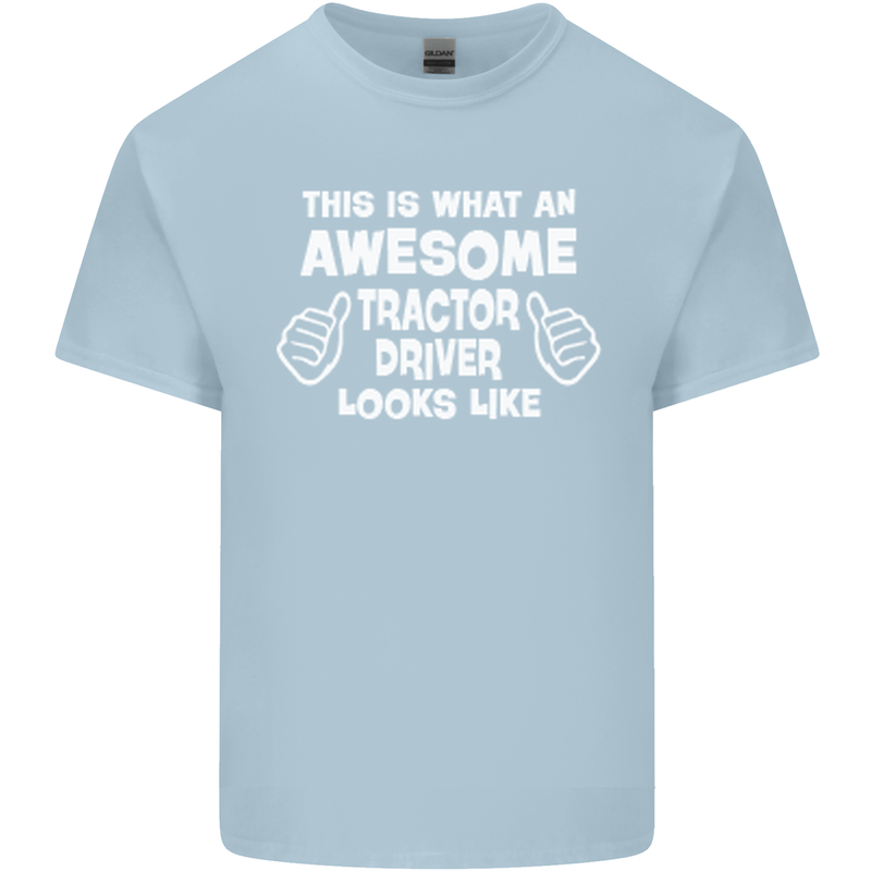 Awesome Tractor Driver Farmer Farming Mens Cotton T-Shirt Tee Top Light Blue