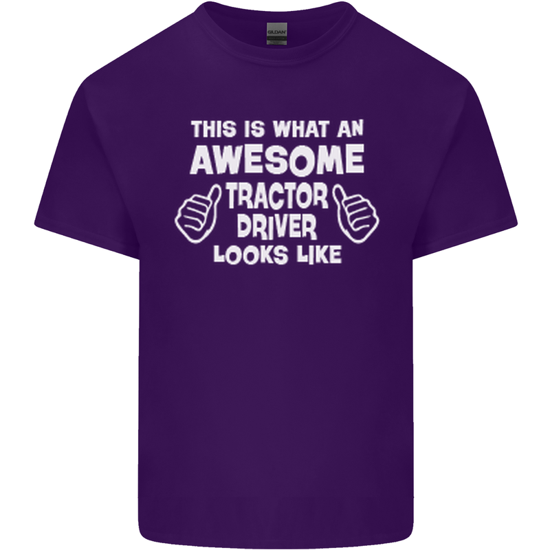 Awesome Tractor Driver Farmer Farming Mens Cotton T-Shirt Tee Top Purple