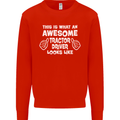 Awesome Tractor Driver Farmer Farming Mens Sweatshirt Jumper Bright Red