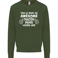 Awesome Tractor Driver Farmer Farming Mens Sweatshirt Jumper Forest Green