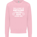 Awesome Tractor Driver Farmer Farming Mens Sweatshirt Jumper Light Pink