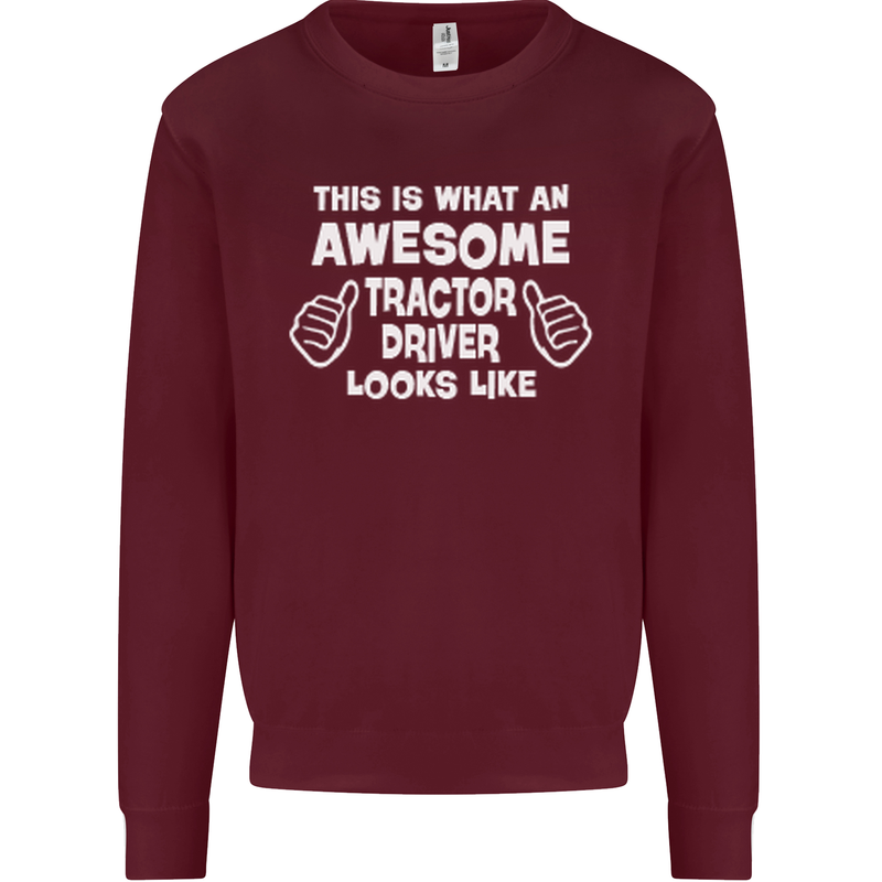 Awesome Tractor Driver Farmer Farming Mens Sweatshirt Jumper Maroon