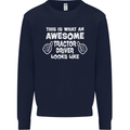 Awesome Tractor Driver Farmer Farming Mens Sweatshirt Jumper Navy Blue