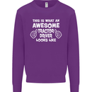 Awesome Tractor Driver Farmer Farming Mens Sweatshirt Jumper Purple