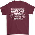 Awesome Tractor Driver Farmer Farming Mens T-Shirt Cotton Gildan Maroon