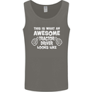 Awesome Tractor Driver Farmer Farming Mens Vest Tank Top Charcoal