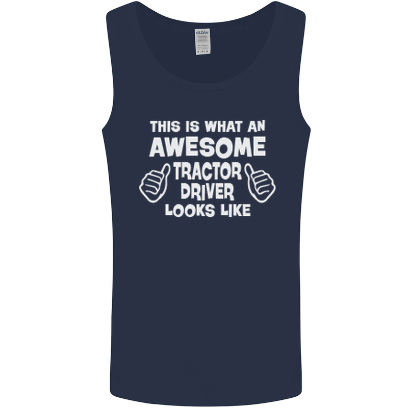 Awesome Tractor Driver Farmer Farming Mens Vest Tank Top Navy Blue