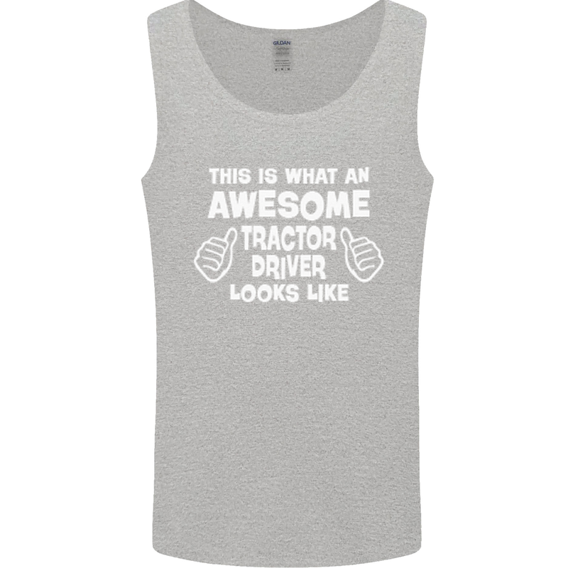 Awesome Tractor Driver Farmer Farming Mens Vest Tank Top Sports Grey