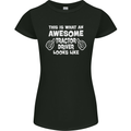 Awesome Tractor Driver Farmer Farming Womens Petite Cut T-Shirt Black