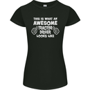 Awesome Tractor Driver Farmer Farming Womens Petite Cut T-Shirt Black