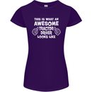Awesome Tractor Driver Farmer Farming Womens Petite Cut T-Shirt Purple
