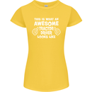 Awesome Tractor Driver Farmer Farming Womens Petite Cut T-Shirt Yellow