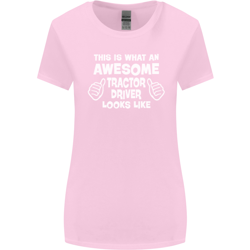 Awesome Tractor Driver Farmer Farming Womens Wider Cut T-Shirt Light Pink