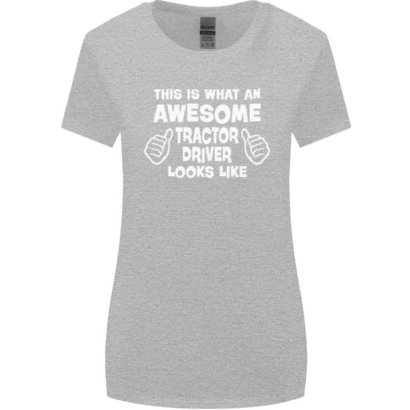 Awesome Tractor Driver Farmer Farming Womens Wider Cut T-Shirt Sports Grey