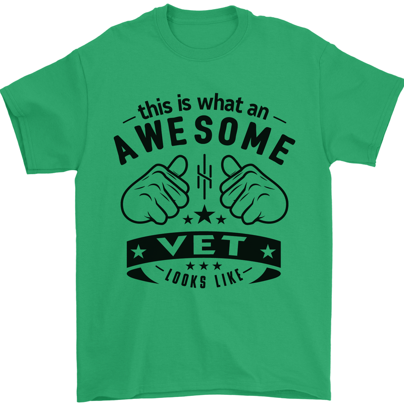 Awesome Vet Looks Like Veterinarian Mens T-Shirt 100% Cotton Irish Green