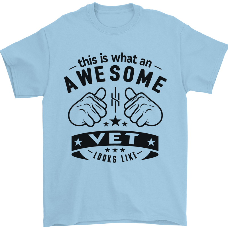 Awesome Vet Looks Like Veterinarian Mens T-Shirt 100% Cotton Light Blue