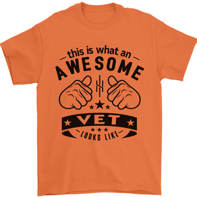 Awesome Vet Looks Like Veterinarian Mens T-Shirt 100% Cotton Orange