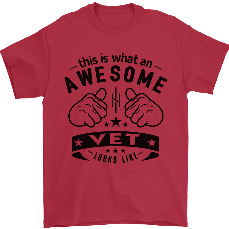 Awesome Vet Looks Like Veterinarian Mens T-Shirt 100% Cotton Red