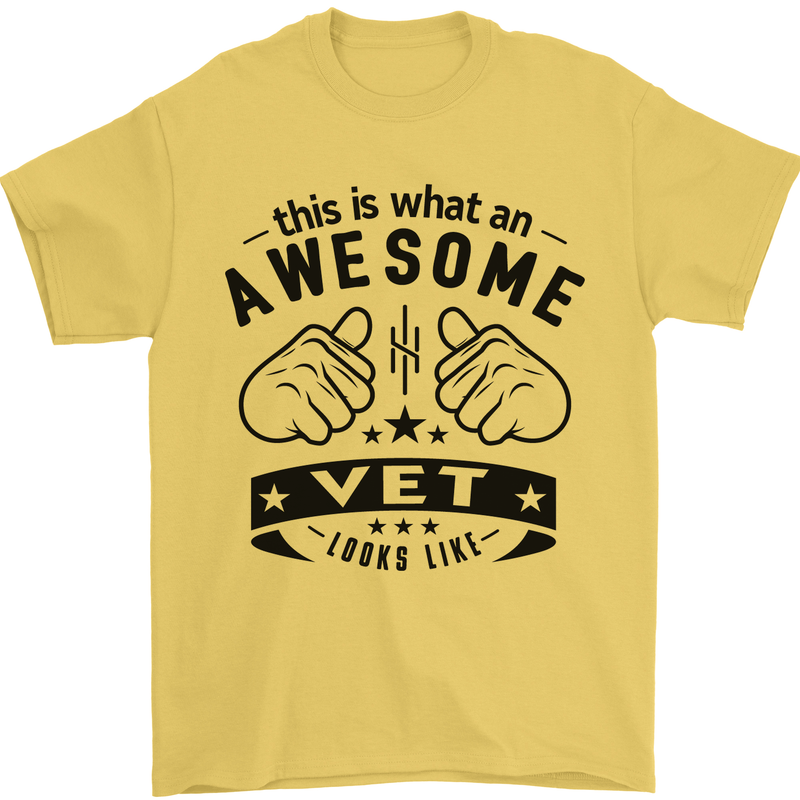 Awesome Vet Looks Like Veterinarian Mens T-Shirt 100% Cotton Yellow