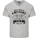 Awesome Vet Looks Like Veterinarian Mens V-Neck Cotton T-Shirt Sports Grey