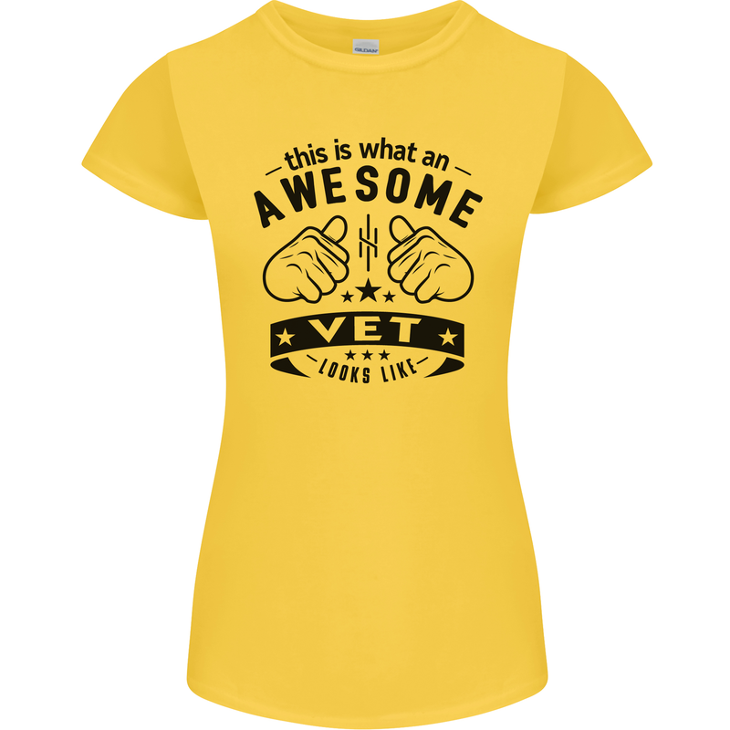 Awesome Vet Looks Like Veterinarian Womens Petite Cut T-Shirt Yellow