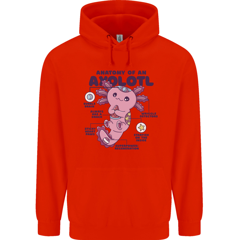 Axoloti Anatomy Childrens Kids Hoodie Bright Red