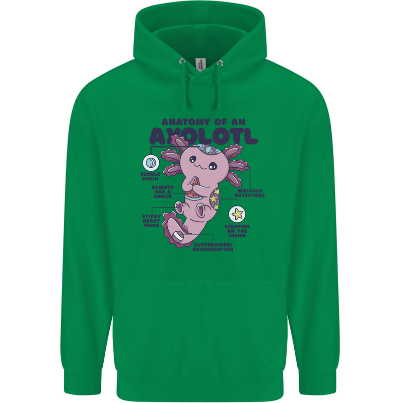 Axoloti Anatomy Childrens Kids Hoodie Irish Green