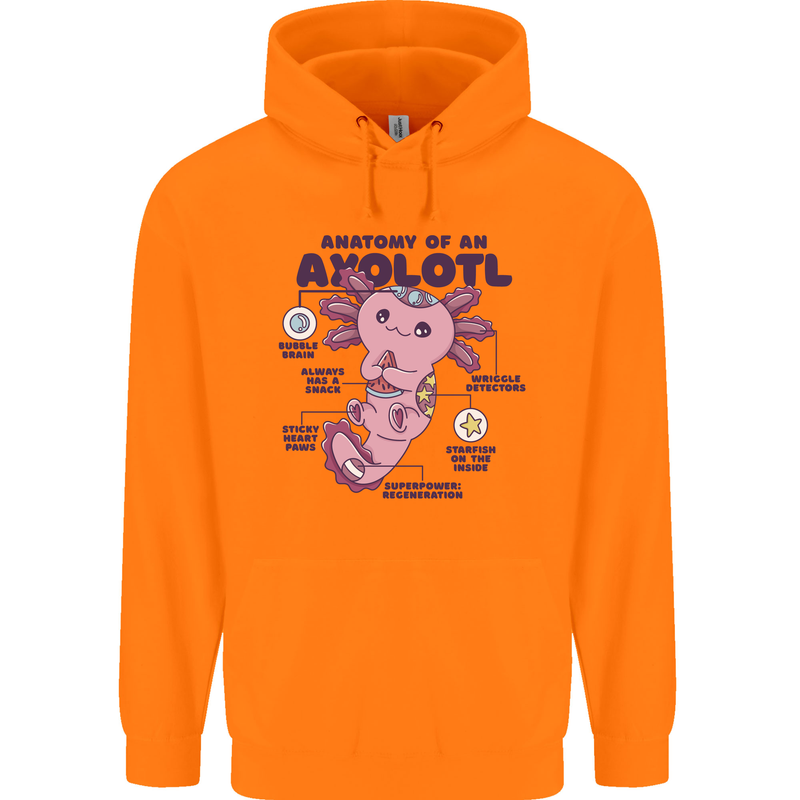 Axoloti Anatomy Childrens Kids Hoodie Orange