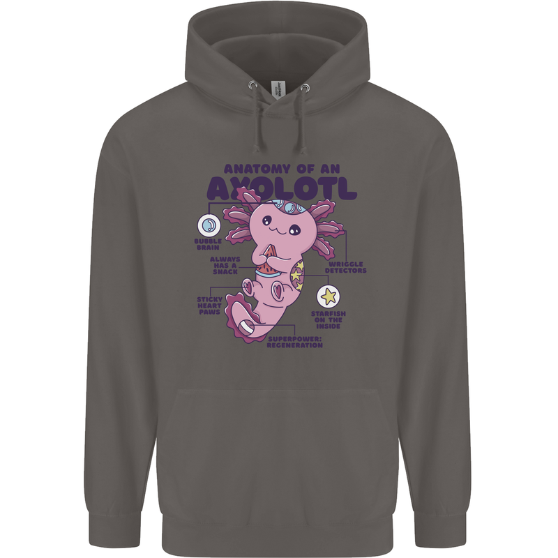 Axoloti Anatomy Mens 80% Cotton Hoodie Charcoal