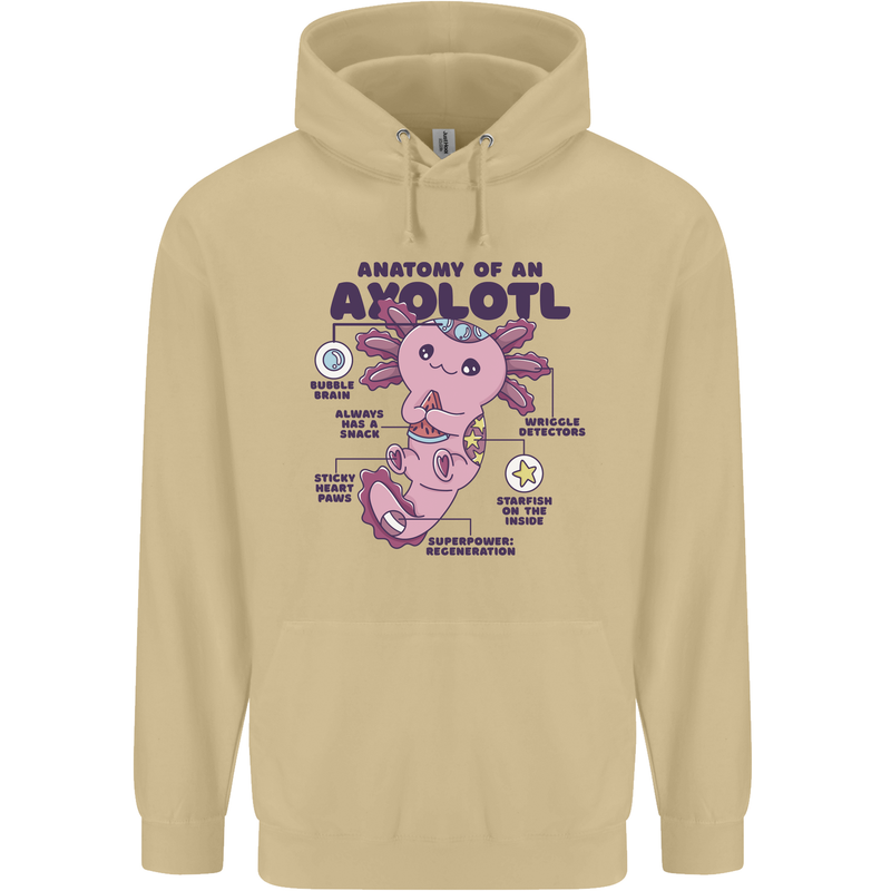 Axoloti Anatomy Mens 80% Cotton Hoodie Sand