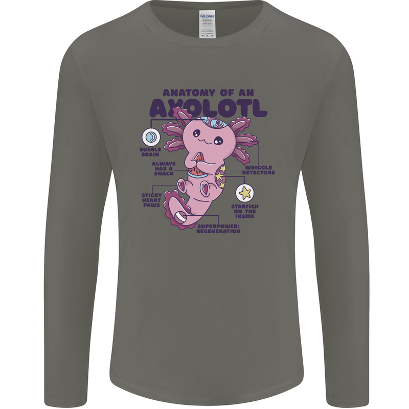 Axoloti Anatomy Mens Long Sleeve T-Shirt Charcoal