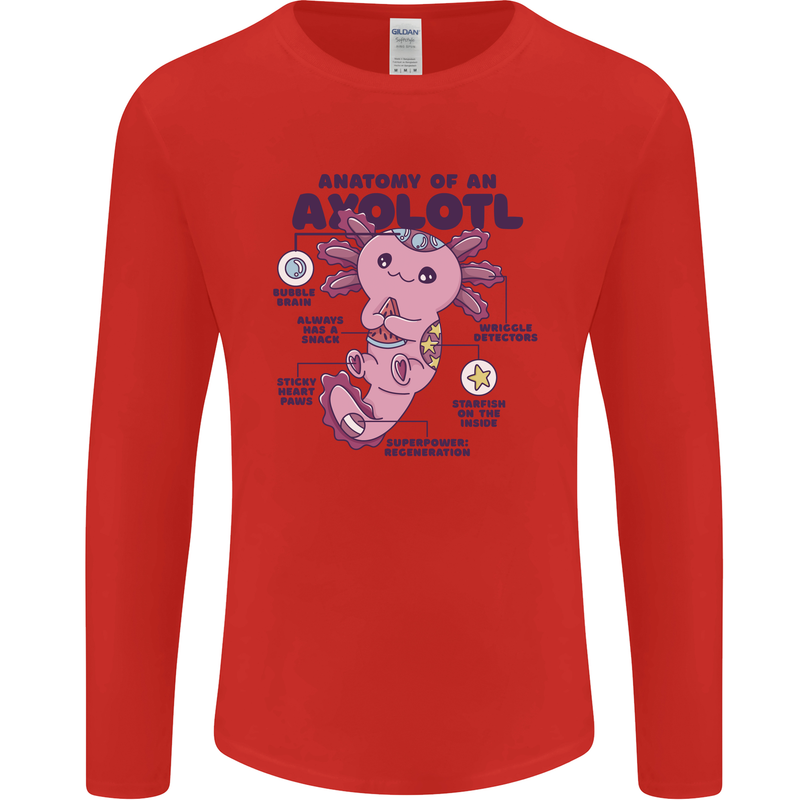Axoloti Anatomy Mens Long Sleeve T-Shirt Red